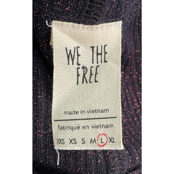 Free People Sparkle Knee Length Cardigan Navy Large Casual Cozy Transitional - Picture 10 of 12